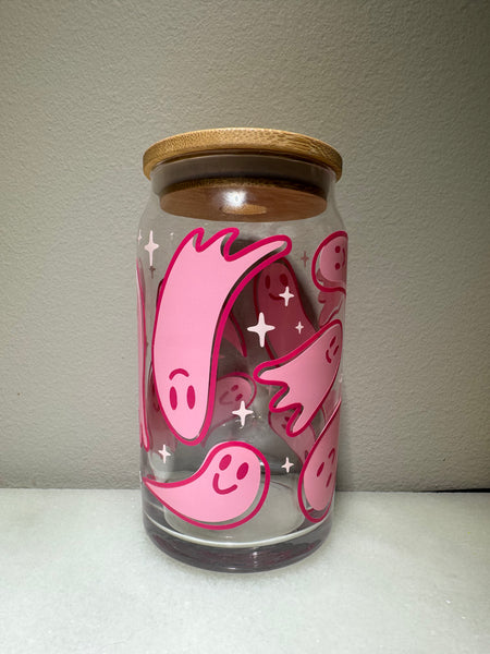 Ghost 16oz Glass Beer Can - Pink