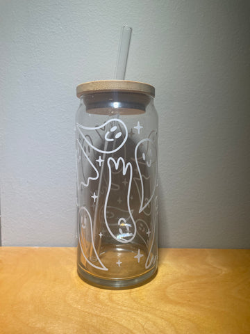 Ghost Outline 20oz Glass Beer Can
