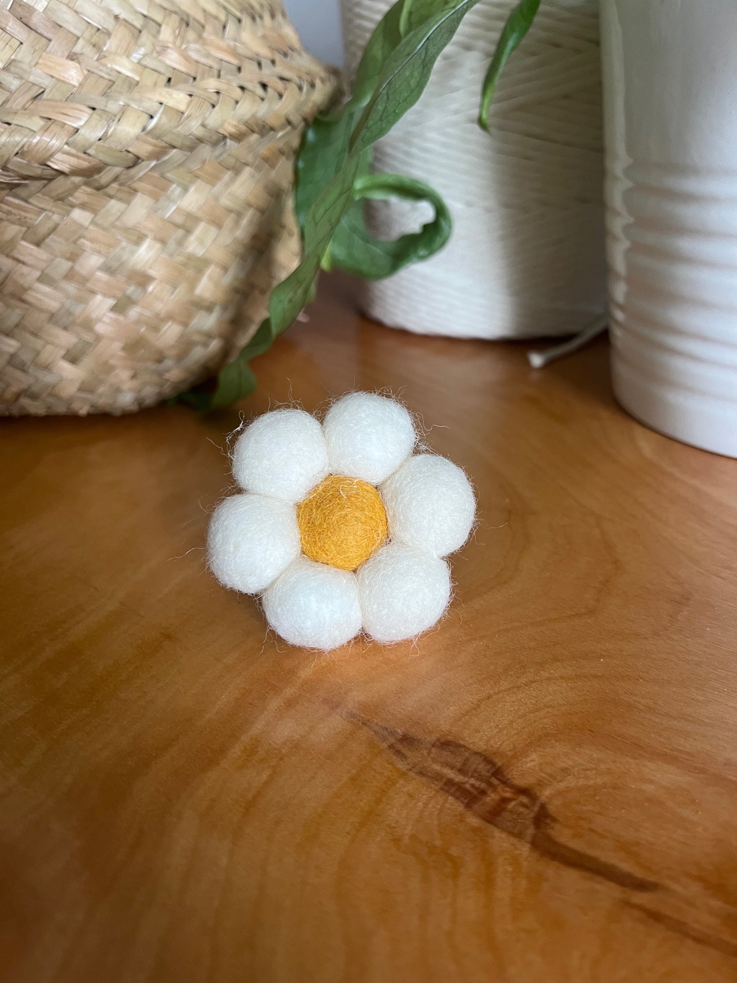 Felted Wool Car Diffuser in Natural White