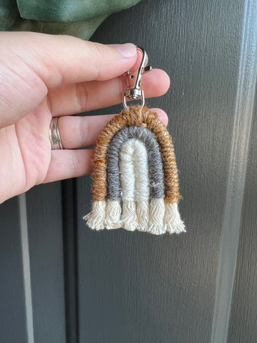 Macrame Rainbow Keychain Maple/Slate